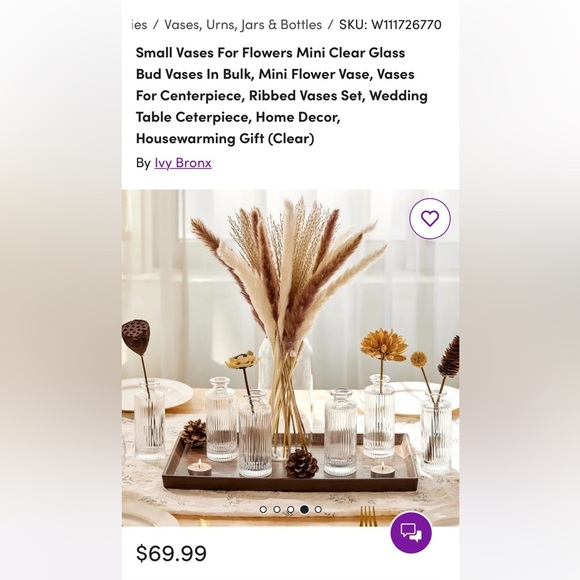 Set of 6 West Elm Modern Glass Ribbed Bud Vases - Picture 11 of 11